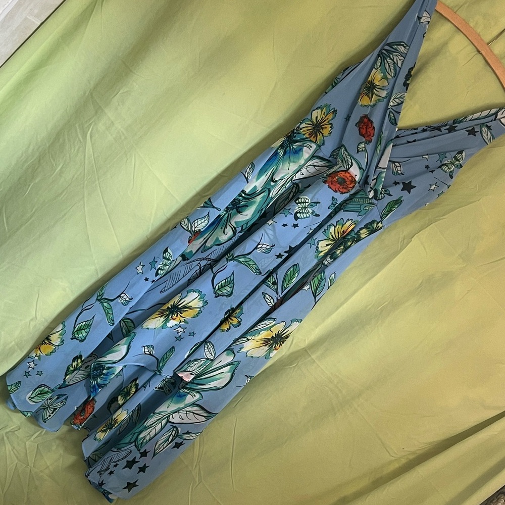 DKNY Blue Floral cottage core Maxi Dress - Picture 3 of 14